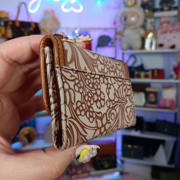 Rare Miu Miu Vintage Brown Floral Boho Key Case Wallet - Picture 4 of 7